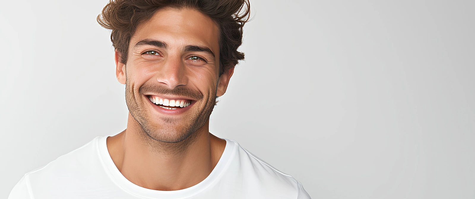 attractive young man smiling with clear skin