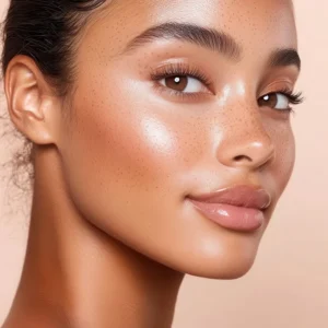 confident woman with glowing skin